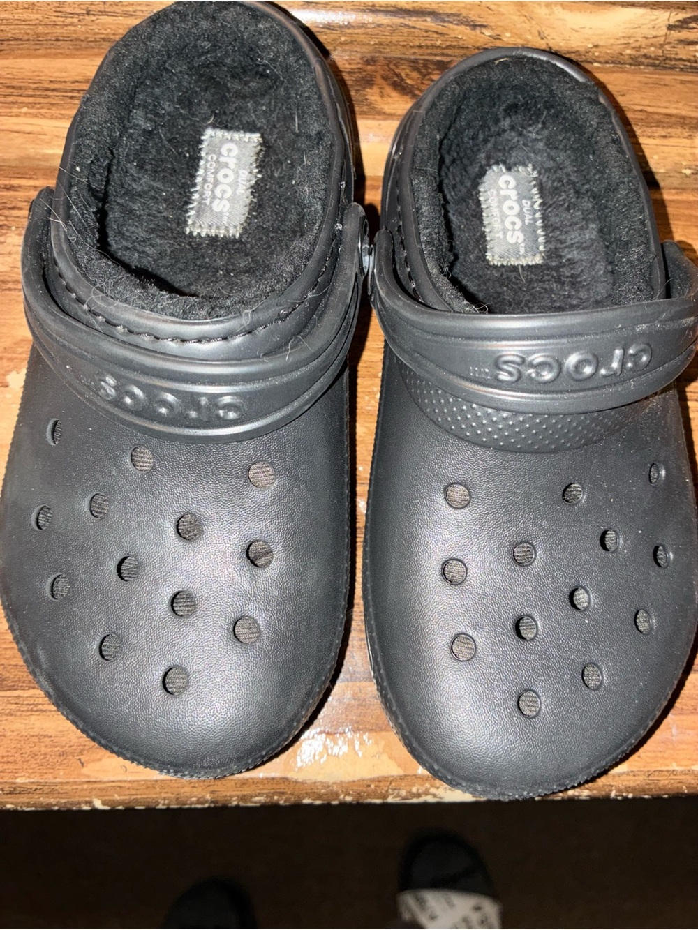 CROCS Kids Classic Lined Clog Black Size C13 Fuzzy Slip On Shoes